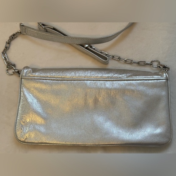Tory Burch Silver Metallic Crossbody/Clutch Shoulder Bag - Picture 13 of 15